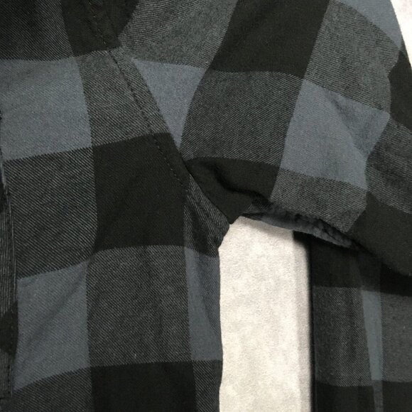 Brandit Mens Flannel Shirt size Large Long Sleeve Button Up Black‎ Blue Check - Picture 8 of 16